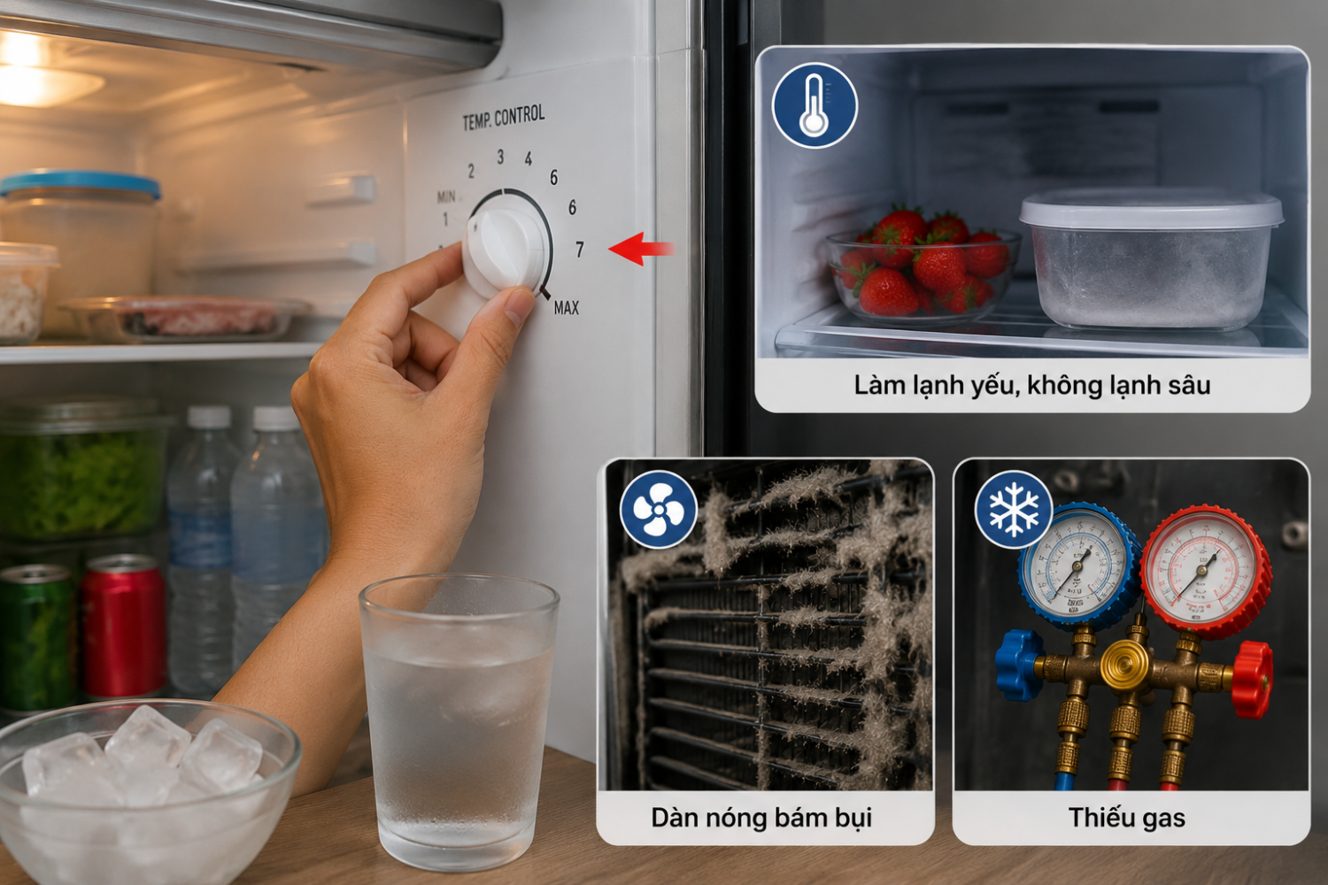 Tủ lạnh không lạnh sâu dù đã giảm nhiệt độ