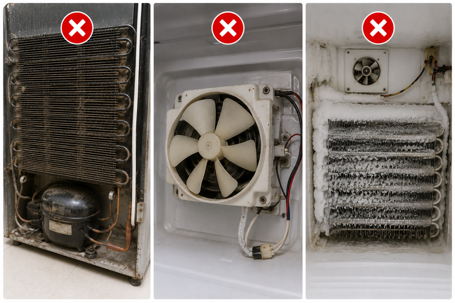 Các lỗi kỹ thuật thường gặp ở tủ lạnh khiến ngăn mát không đủ lạnh. 
