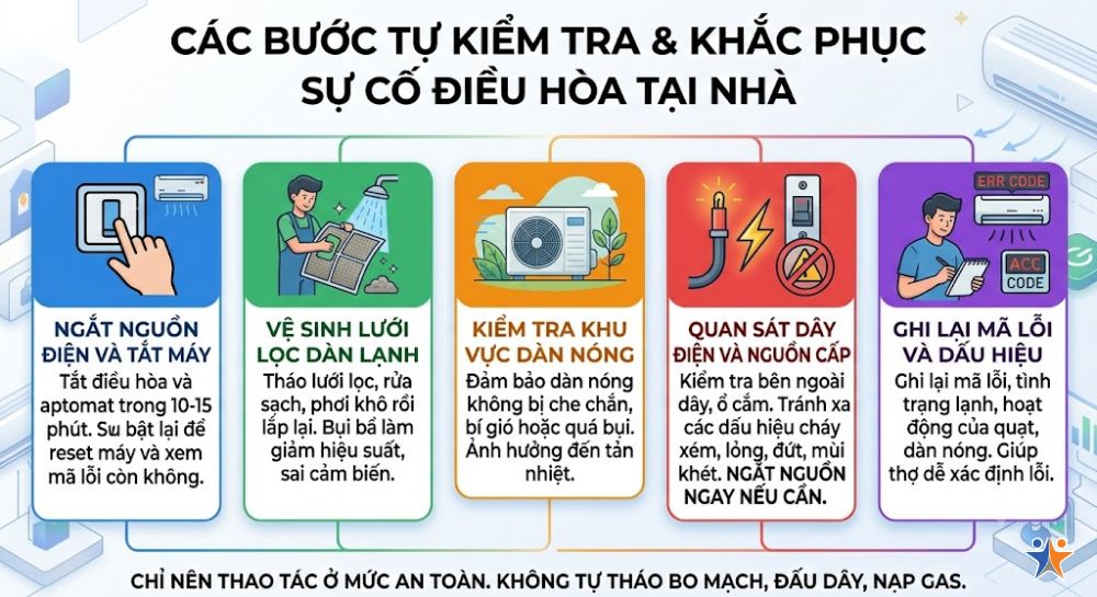 Các bước tự kiểm tra và khắc phục sự cố ngay tại nhà