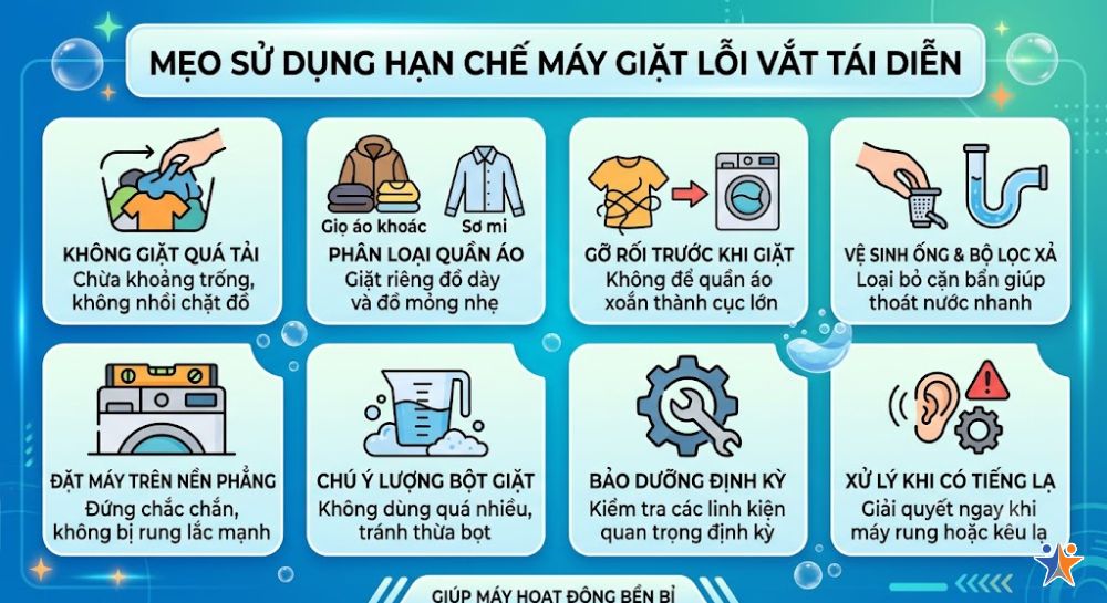 Mẹo sử dụng để hạn chế máy giặt lỗi vắt tái diễn