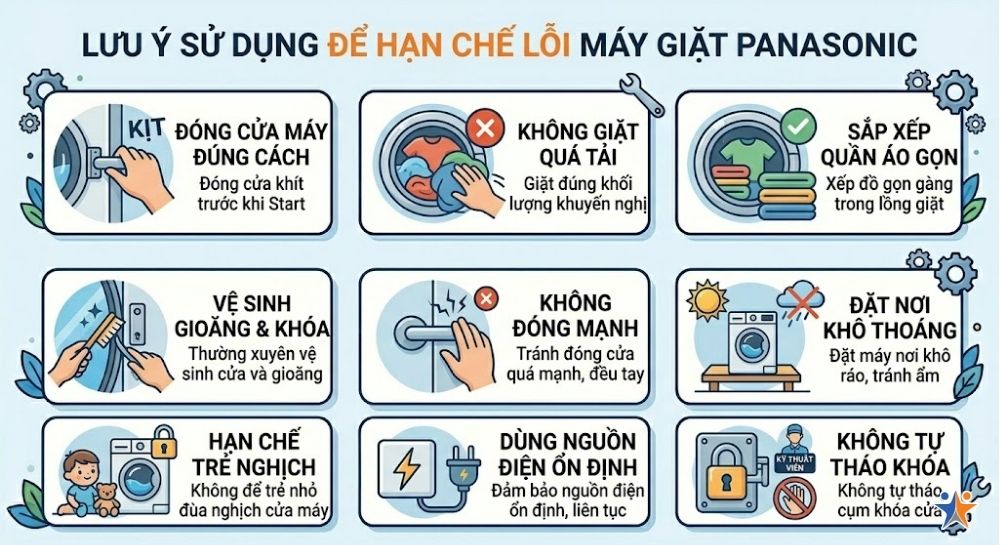 Lưu ý sử dụng để hạn chế máy giặt Panasonic gặp lỗi