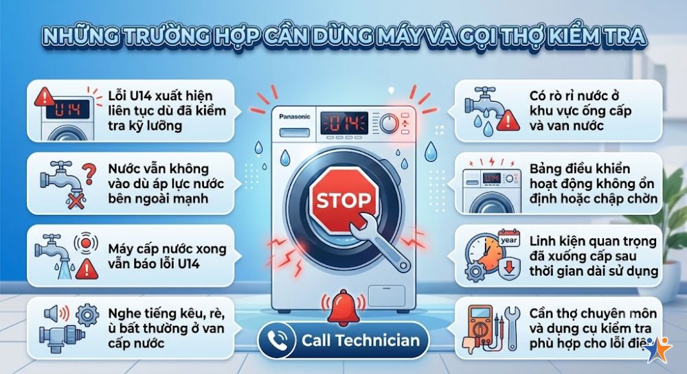 Những trường hợp cần dừng máy và gọi thợ đến kiểm tra