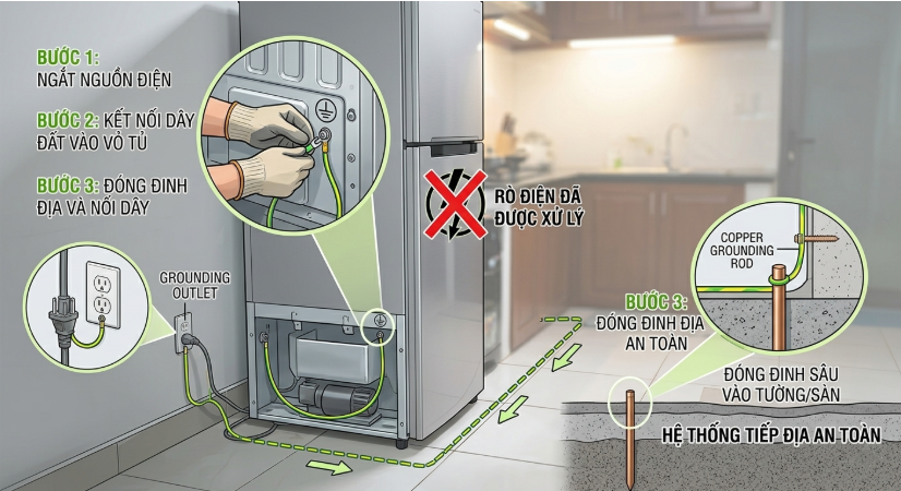 Cách khắc phục tủ lạnh bị rò điện
