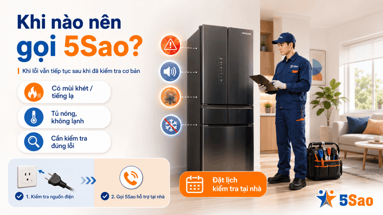 Tủ lạnh Hitachi nháy đèn 7 lần