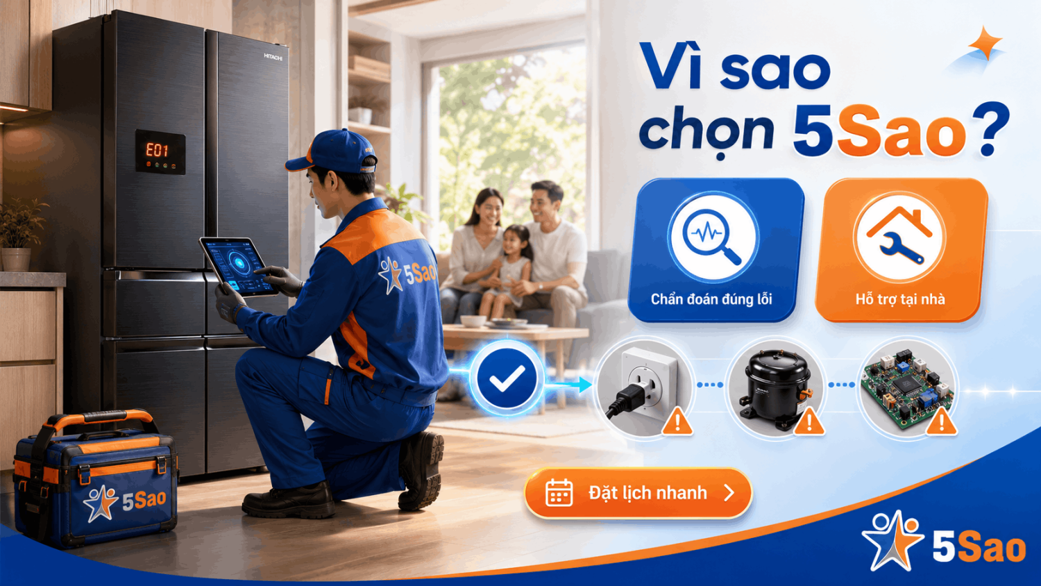 Tủ lạnh Hitachi nháy đèn 7 lần