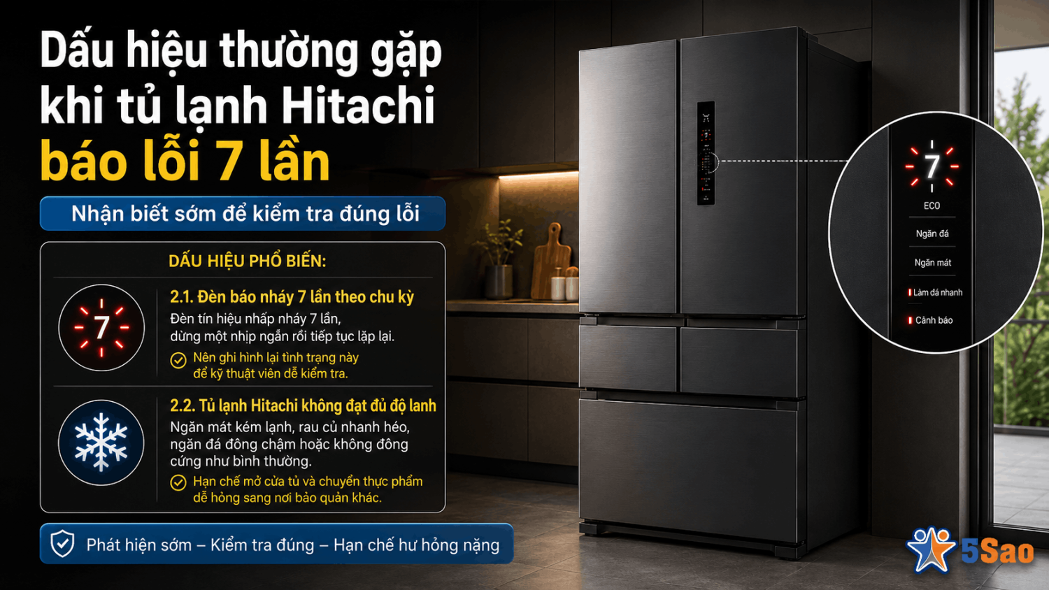 Tủ lạnh Hitachi nháy đèn 7 lần