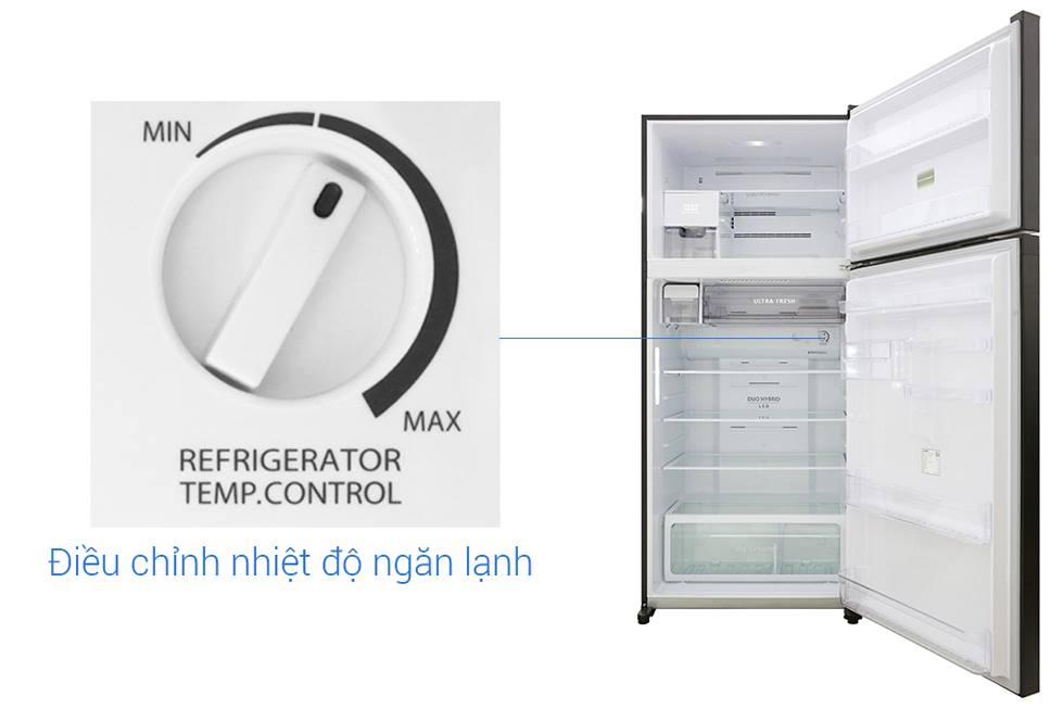 vị trí nút điều chỉnh tủ lạnh Toshiba Inverter bên trong ngăn mát