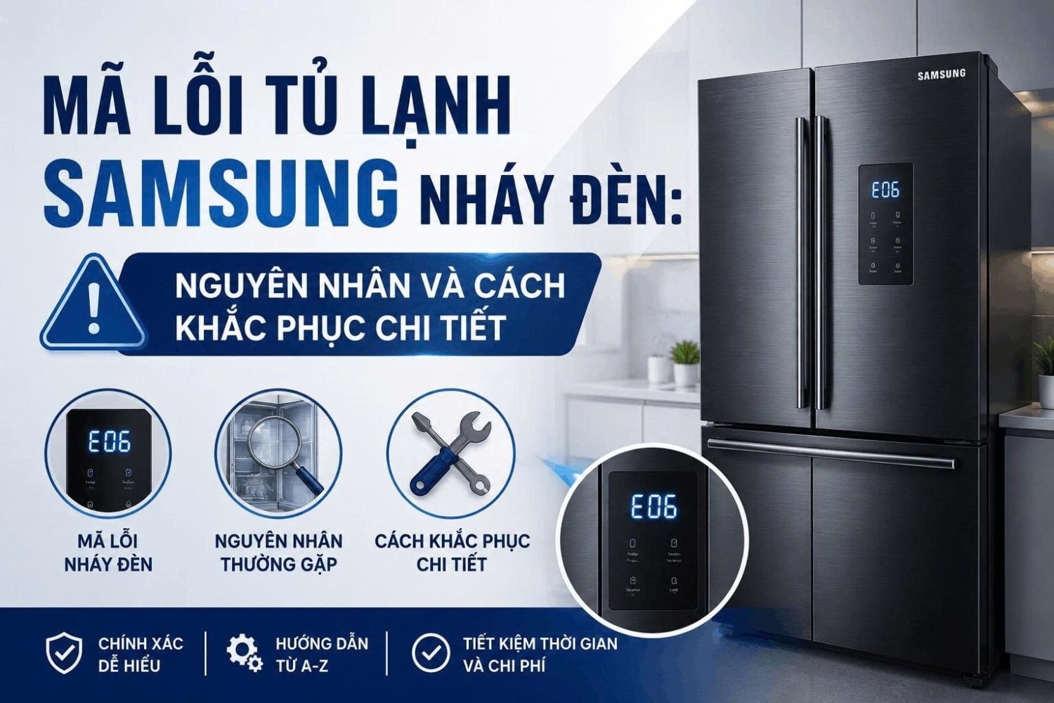 mã lỗi tủ lạnh Samsung nháy đèn