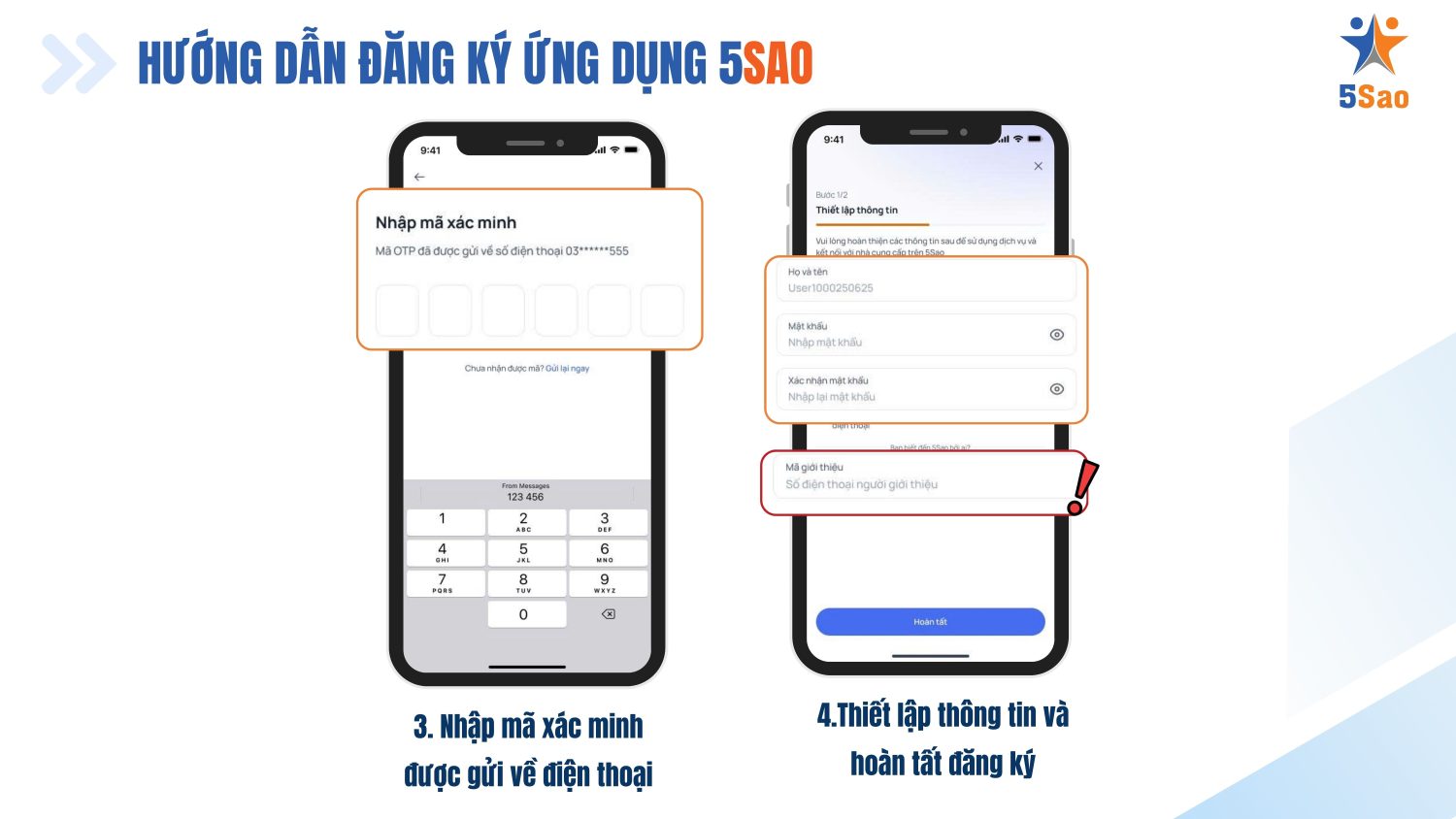 Hướng dẫn đăng ký ứng dụng 5Sao nhanh chóng trong 4 bước