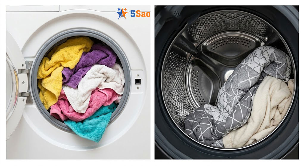 Đồ giặt quá nhiều hoặc bị dồn một phía