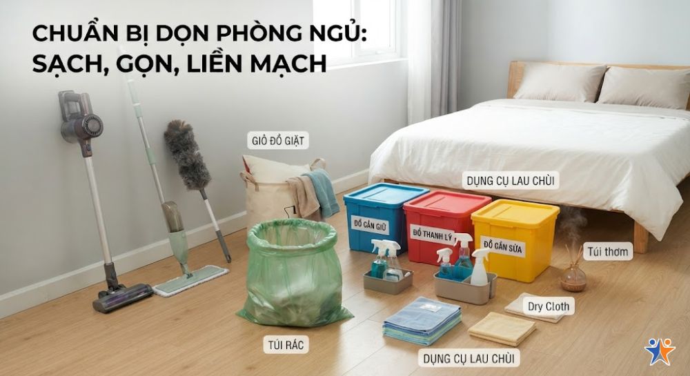Cần chuẩn bị gì trước khi bắt đầu dọn phòng ngủ?