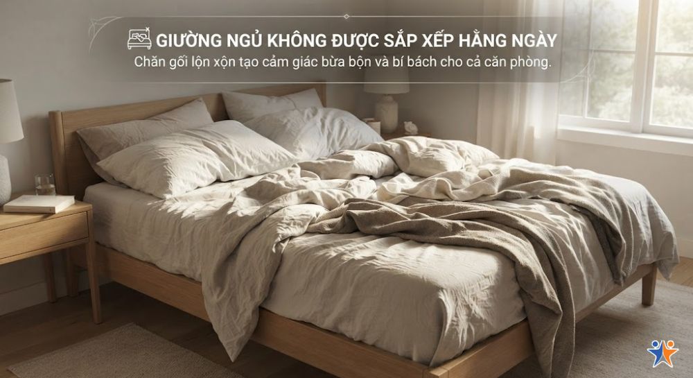 Nguyên nhân khiến phòng ngủ nhanh bừa bộn và tích tụ bụi bẩn 