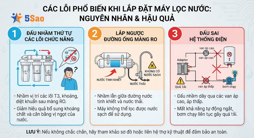 Những lỗi thường gặp khi đấu nhầm đường ống hoặc dây điện