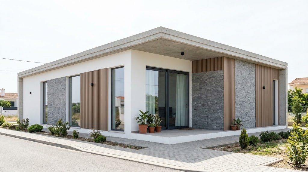 Mẫu nhà cấp 4 5x20m 3 phòng ngủ mái bằng tối giản, tiết kiệm