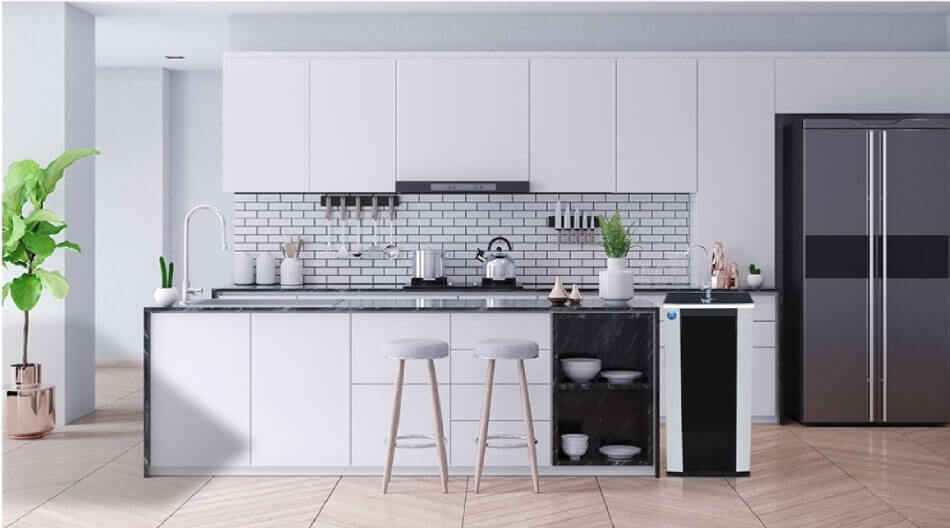 Tối ưu hóa không gian bếp tiện lợi với giải pháp lắp đặt máy lọc nước gọn gàng ngay cạnh bồn rửa chén