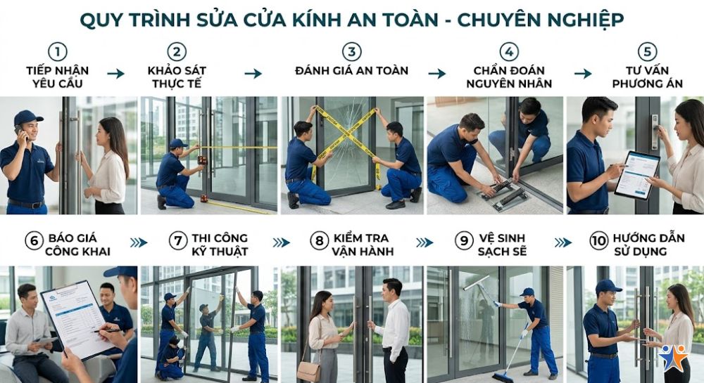 Quy trình kiểm tra và sửa chữa các lỗi của cửa kính tham khảo