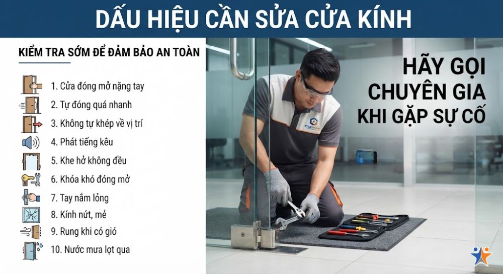 Dấu hiệu cho thấy cửa kính cần được kiểm tra, sửa chữa sớm