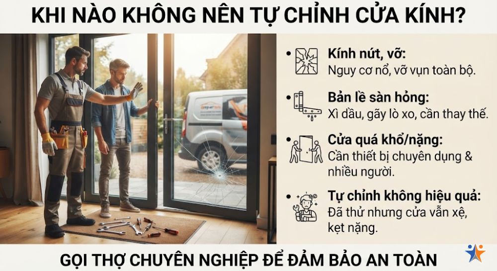 Khi nào không nên tự chỉnh cửa kính?