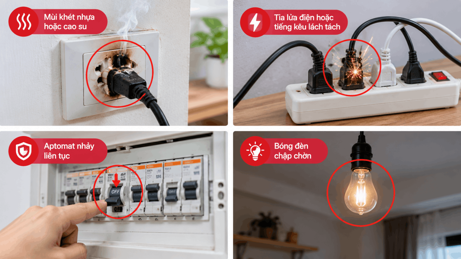 Những dấu hiệu nhận biết sự cố chập điện trong nhà