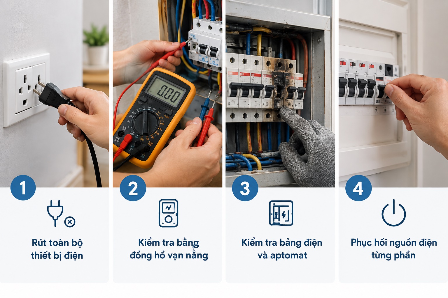 Quy trình kiểm tra và khắc phục sự cố chập điện chuẩn kỹ thuật