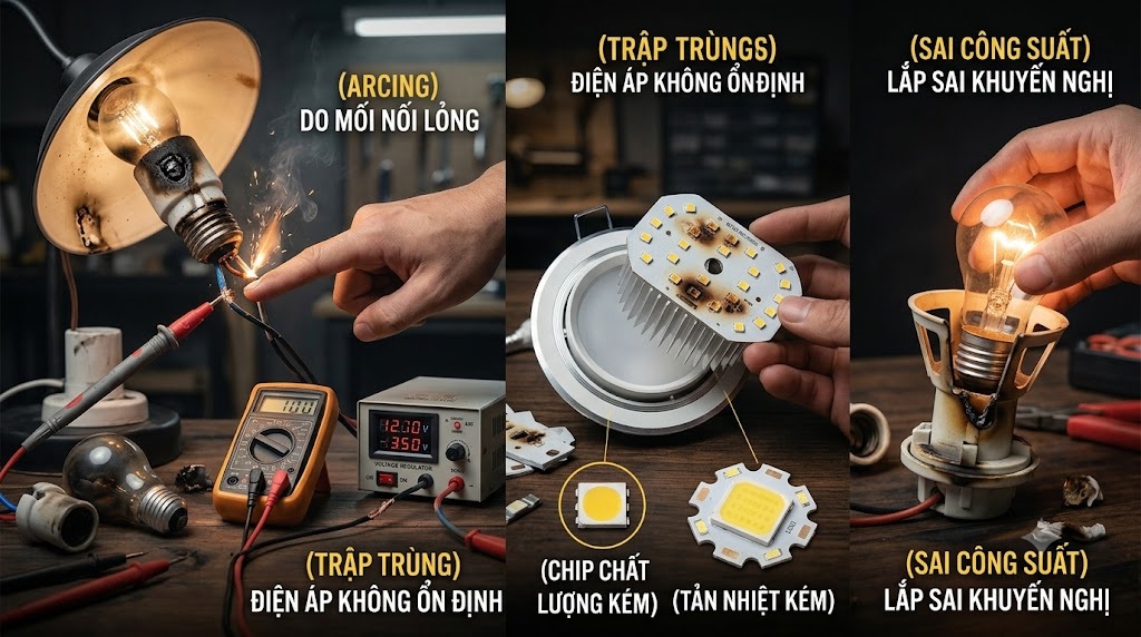 Các nguyên nhân phổ biến khiến đèn bị cháy liên tục