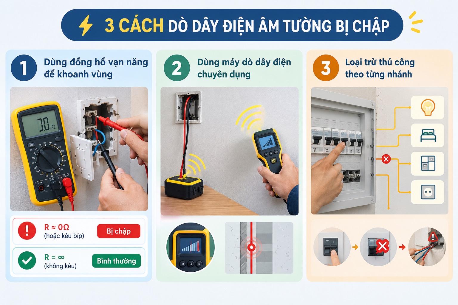 3 Cách dò dây điện âm tường bị chập chính xác