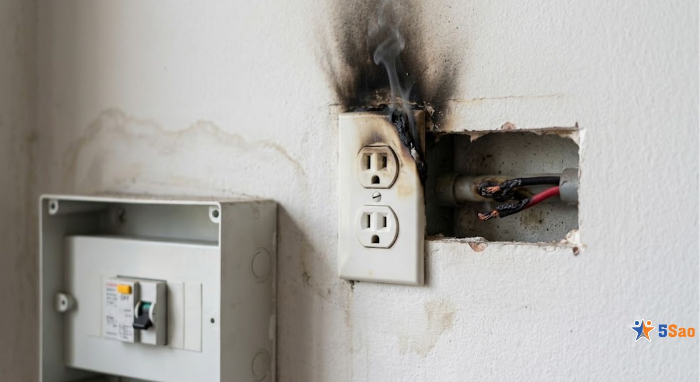 Dấu hiệu nhận biết hệ thống điện âm tường đang bị chập cháy