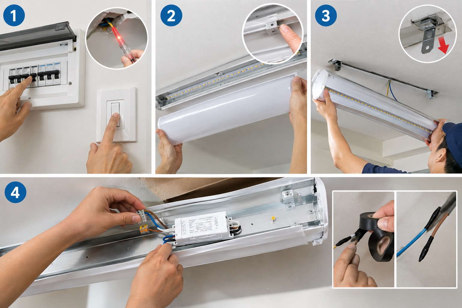 Quy trình cách tháo bóng đèn led bán nguyệt chuẩn xác