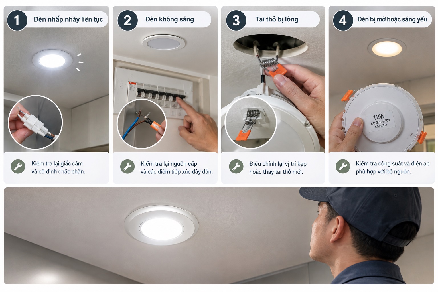 Các lỗi thường gặp khi thay bóng đèn âm trần và cách khắc phục