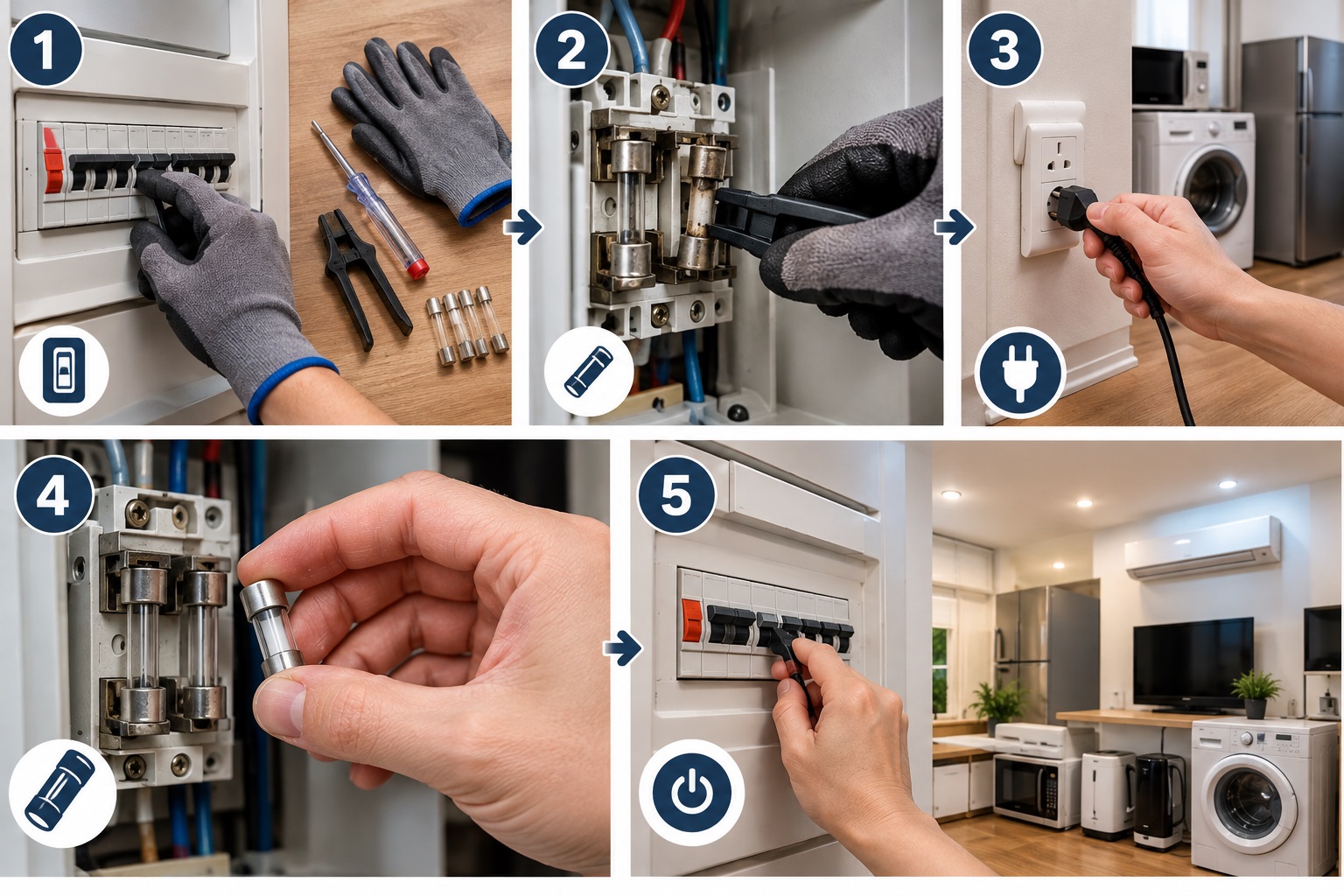 Quy trình 5 bước khắc phục & thay thế cầu chì bị cháy an toàn tại nhà