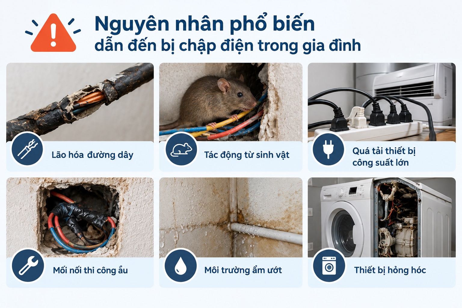 Nguyên nhân phổ biến dẫn đến bị chập điện trong gia đình