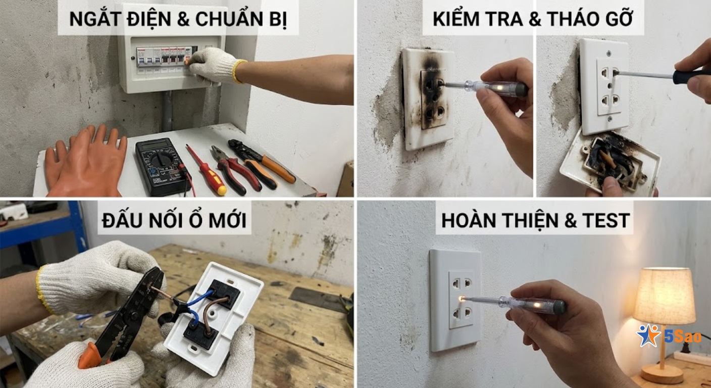 Hướng dẫn quy trình tự kiểm tra và sửa ổ điện bị chập tại nhà