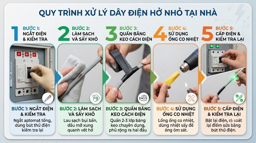 Quy trình xử lý khẩn cấp khi phát hiện dây điện hở