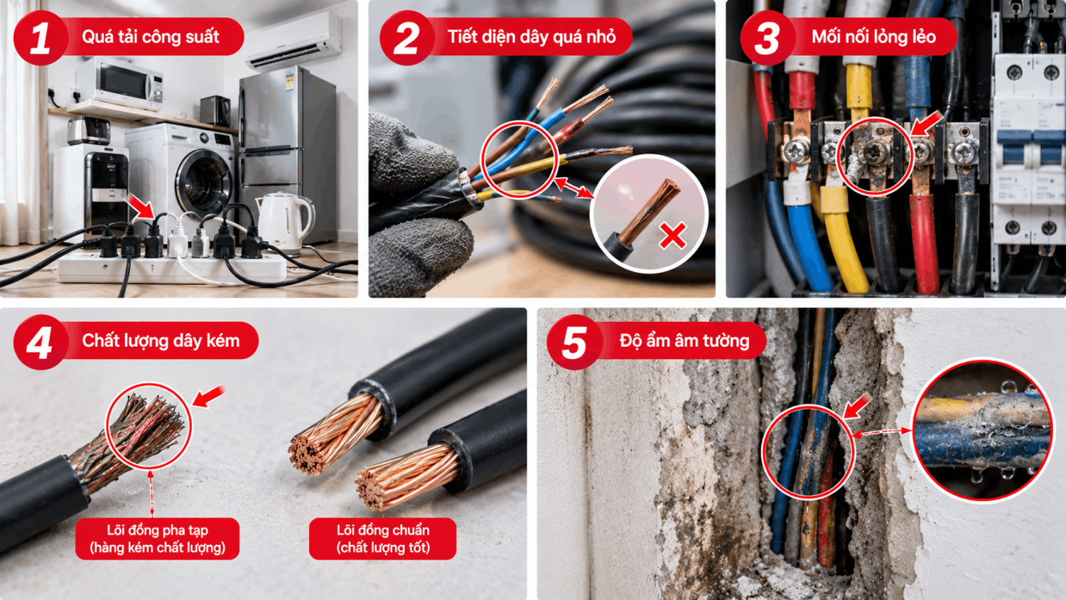 Nguyên nhân phổ biến khiến dây điện bị nóng
