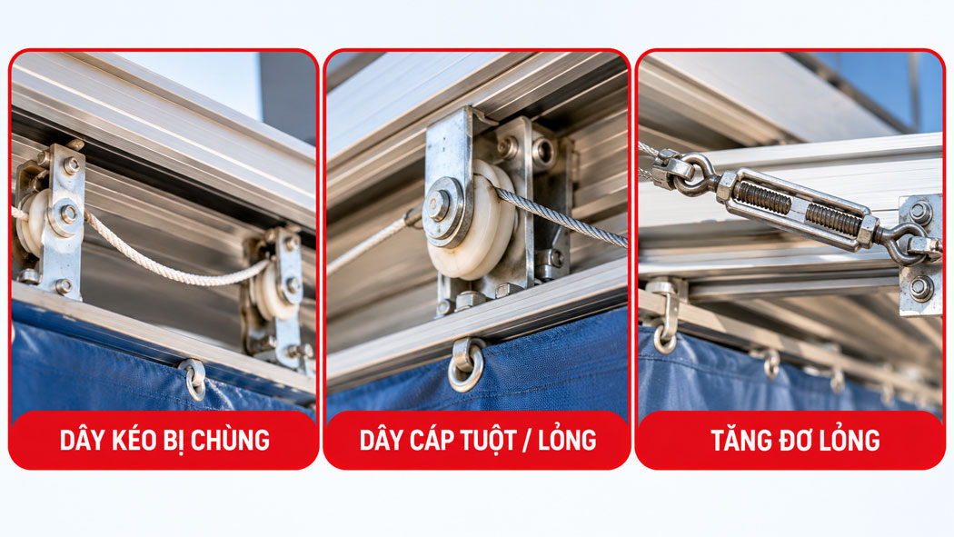 Dây kéo, dây cáp hoặc tăng đơ bị chùng