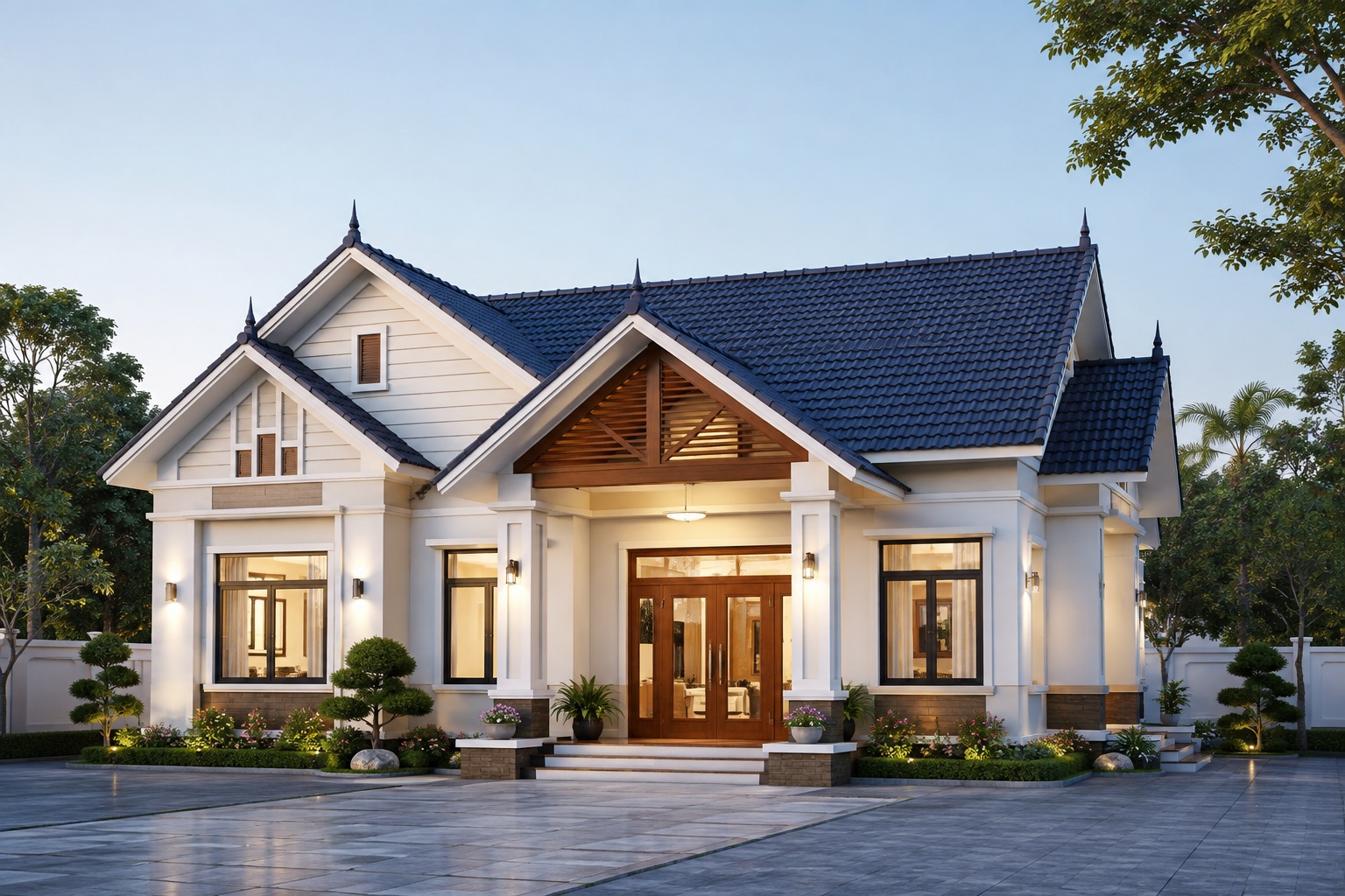 Mẫu nhà 1 tầng 3 phòng ngủ 100m2 mái Thái sang trọng