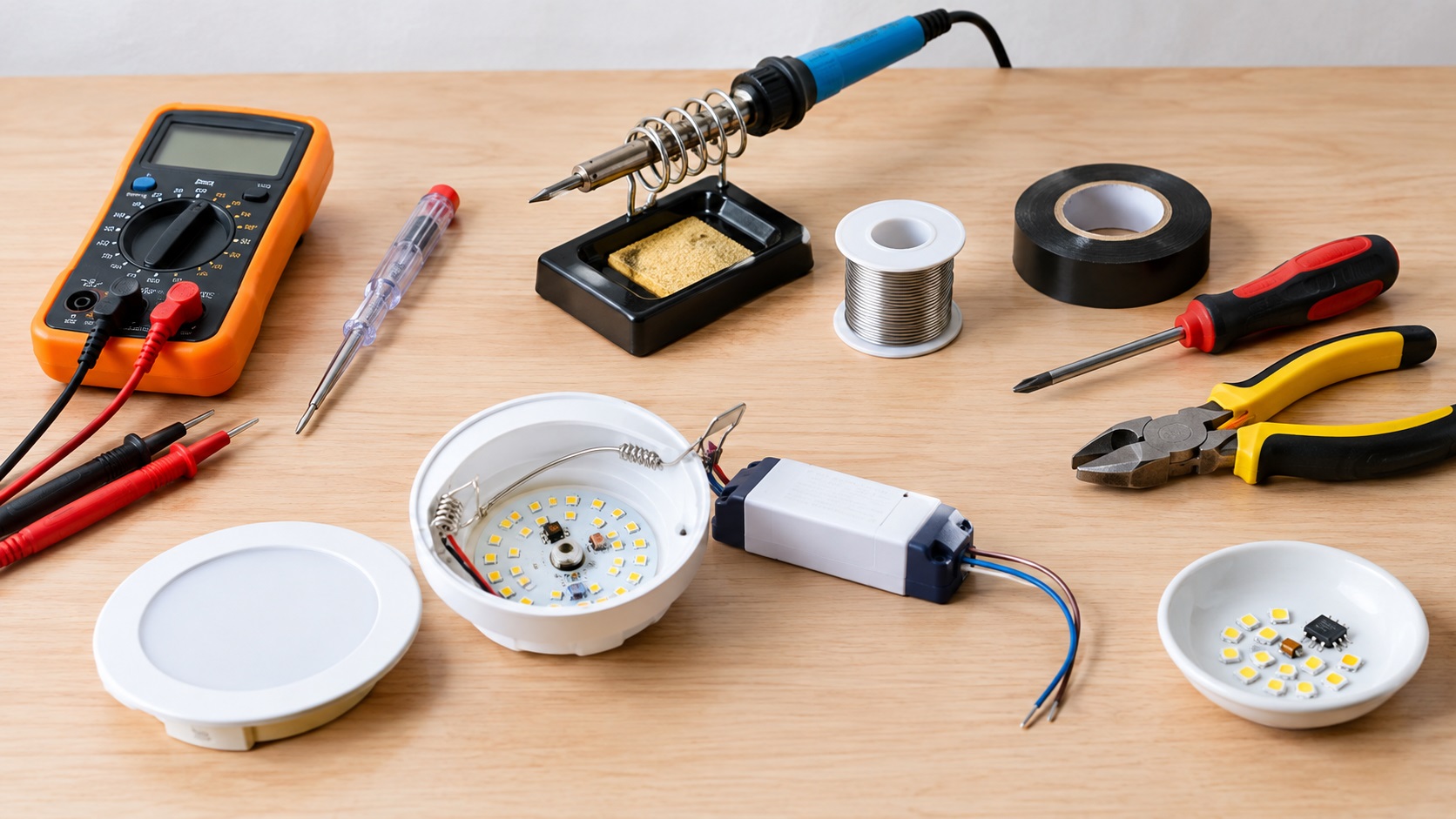 Chuẩn bị dụng cụ cần thiết trước khi sửa bóng đèn led bị cháy
