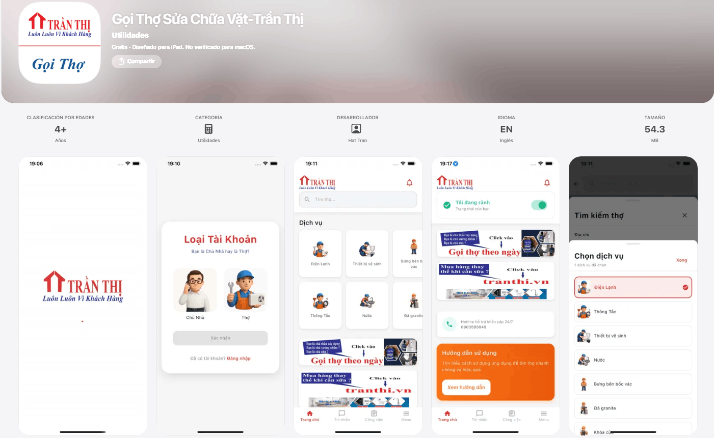 App Gọi Thợ