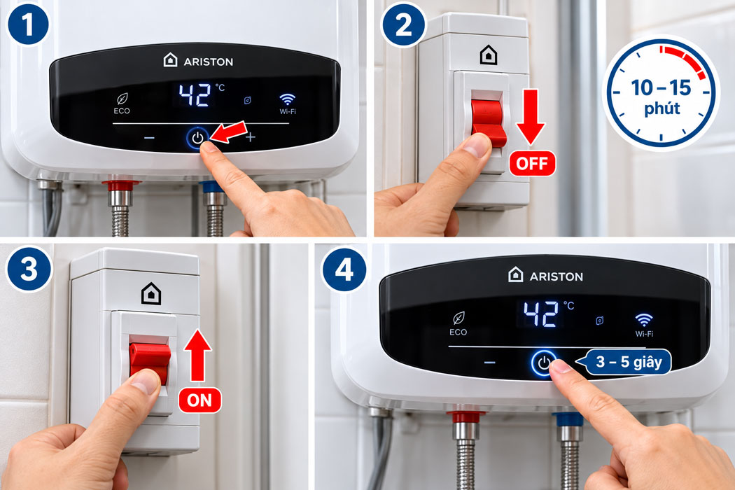 Cách reset mềm bo mạch vi xử lý Ariston điện tử & Wifi
