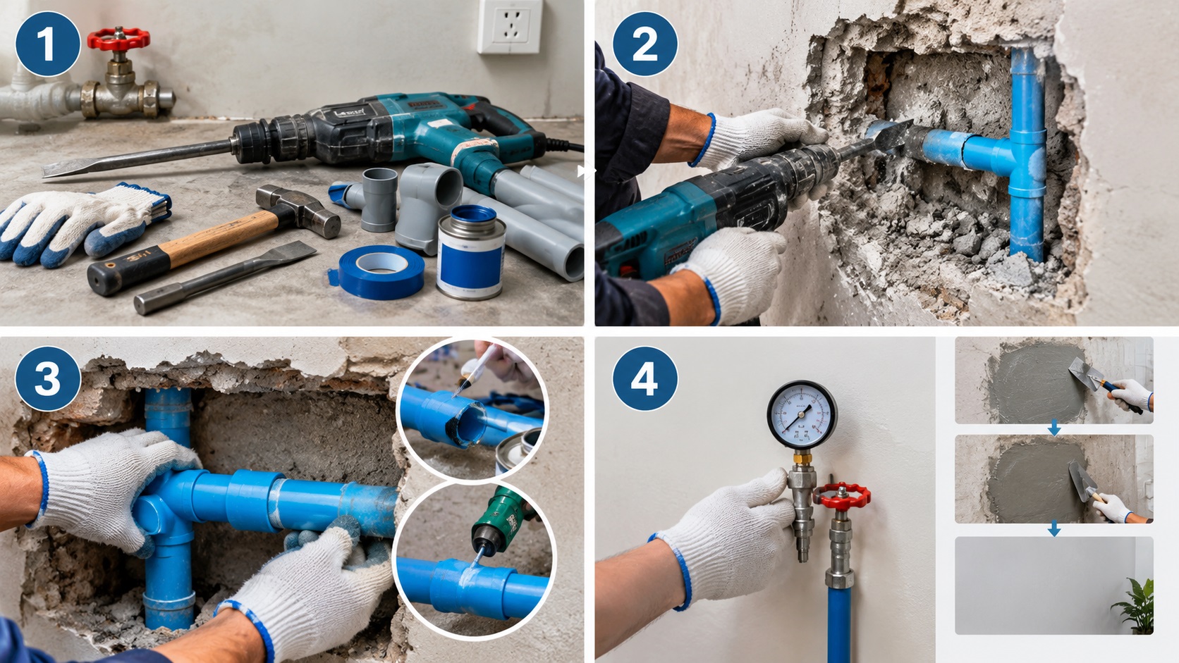 Quy Trình 4 Bước Cách Sửa Ống Nước Âm Tường Chuẩn Kỹ Thuật