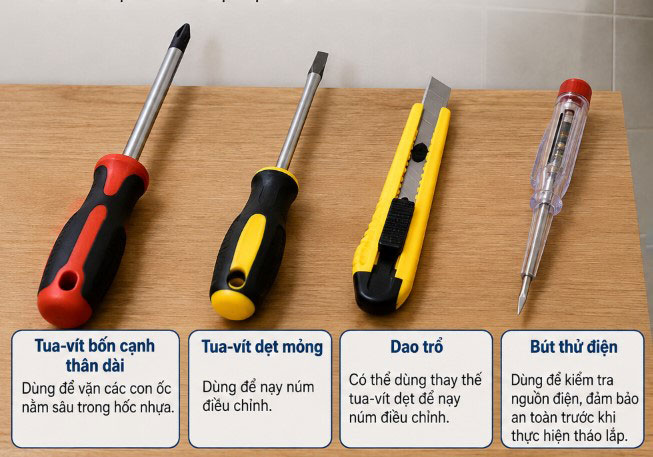 Chuẩn bị dụng cụ trước khi tháo vỏ bình nóng lạnh Ariston
