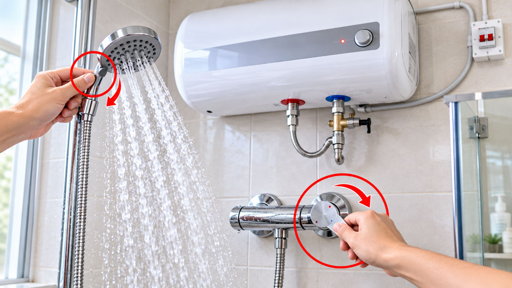 Điều chỉnh nhiệt độ và chế độ tia nước vòi sen