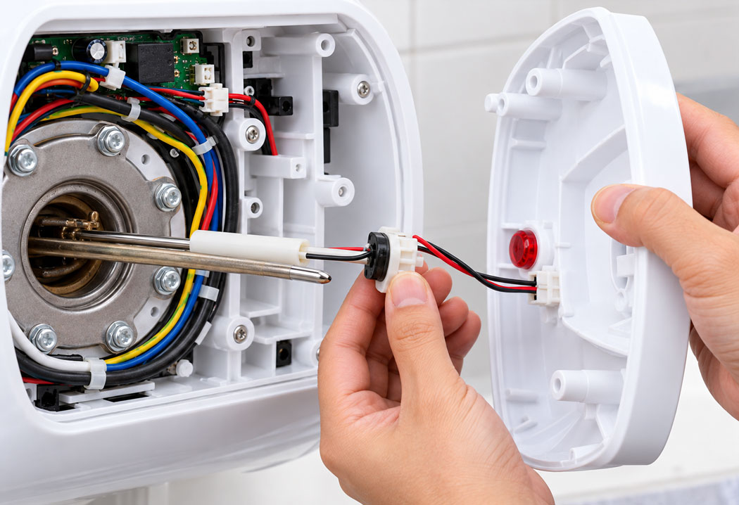 Đưa nắp nhựa ra ngoài và bảo vệ cảm biến nhiệt NTC