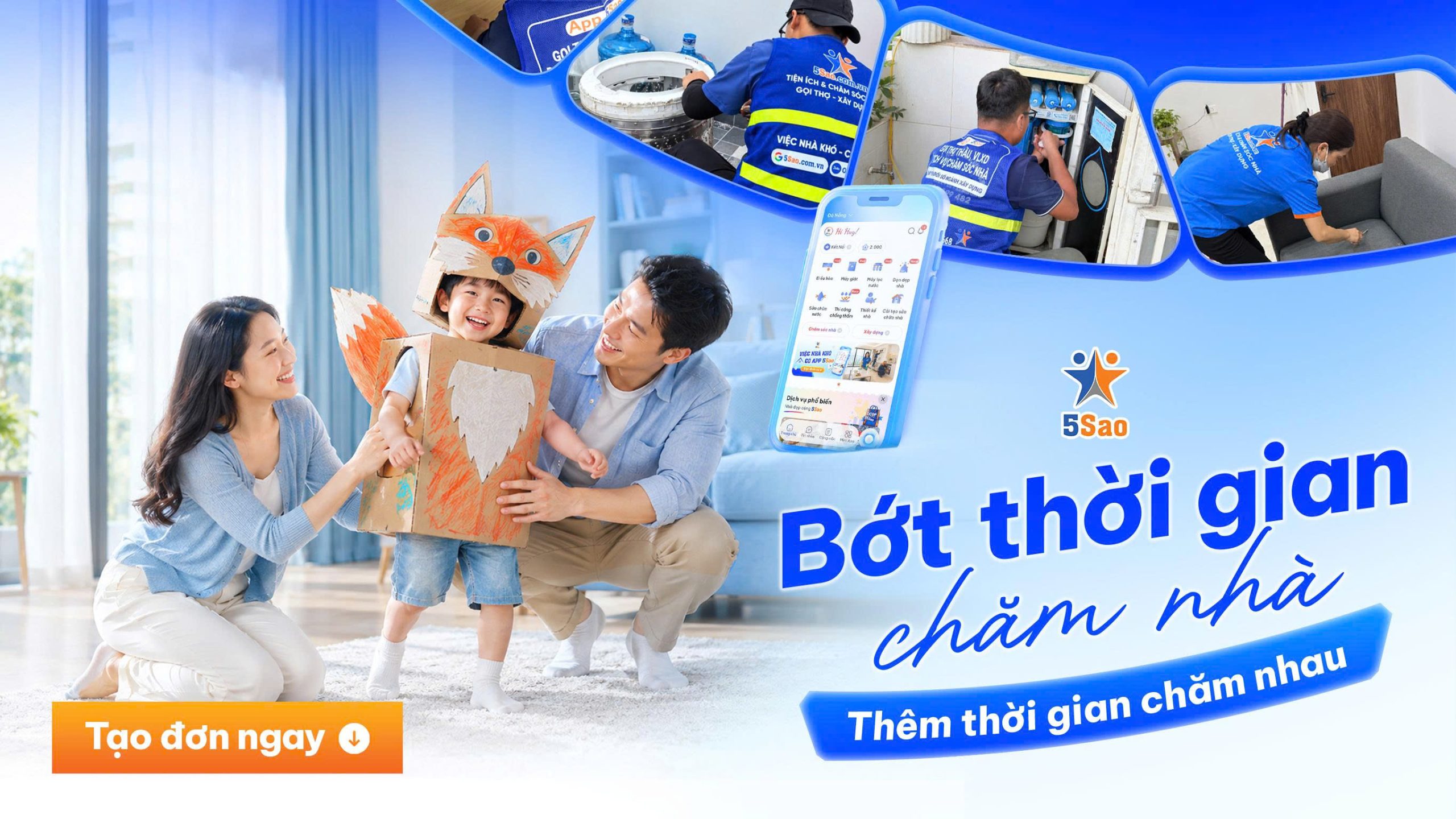 Hướng dẫn các bước gọi thợ vệ sinh nhà nhanh chóng trên ứng dụng 5Sao