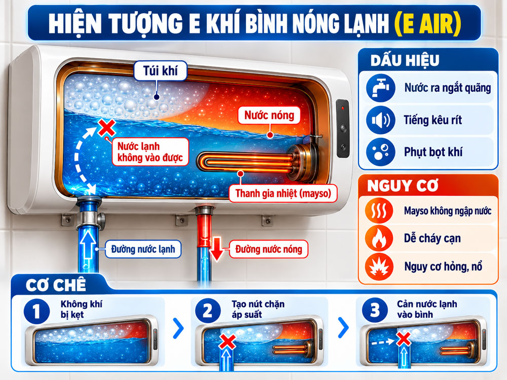 Hiện tượng "e khí" bình nóng lạnh