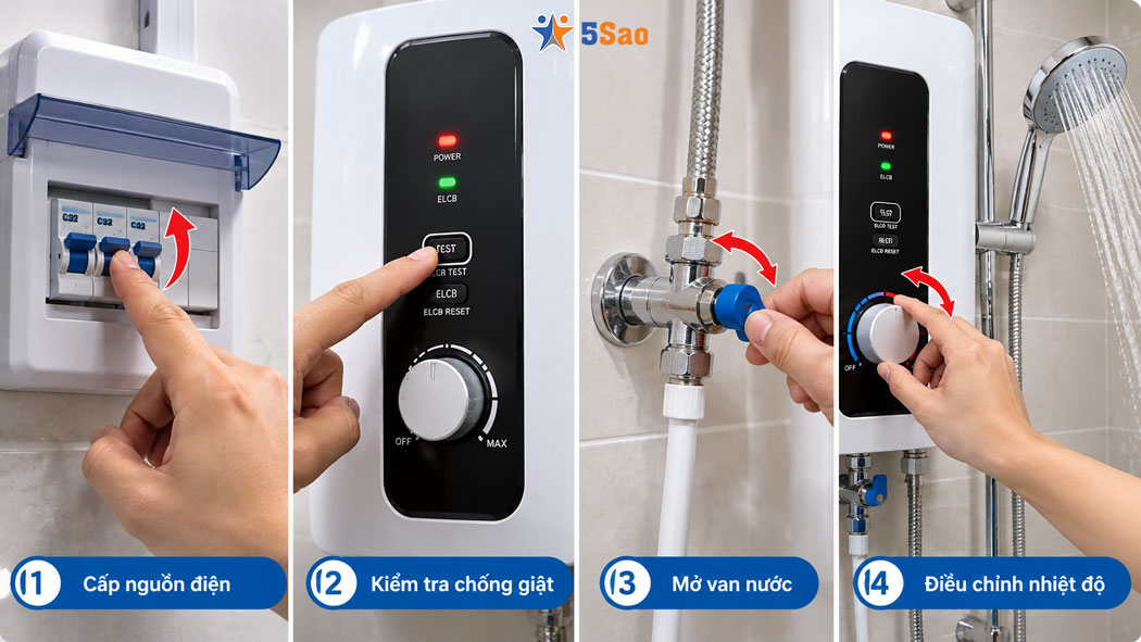 Hướng dẫn cách sử dụng bình nóng lạnh trực tiếp đúng cách