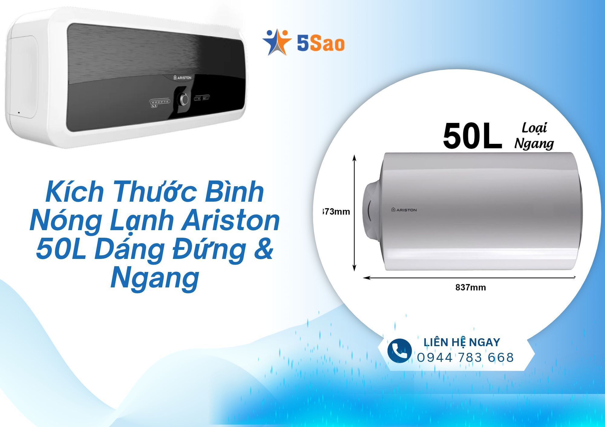 Kích Thước Bình Nóng Lạnh Ariston 50L Dáng Đứng & Ngang