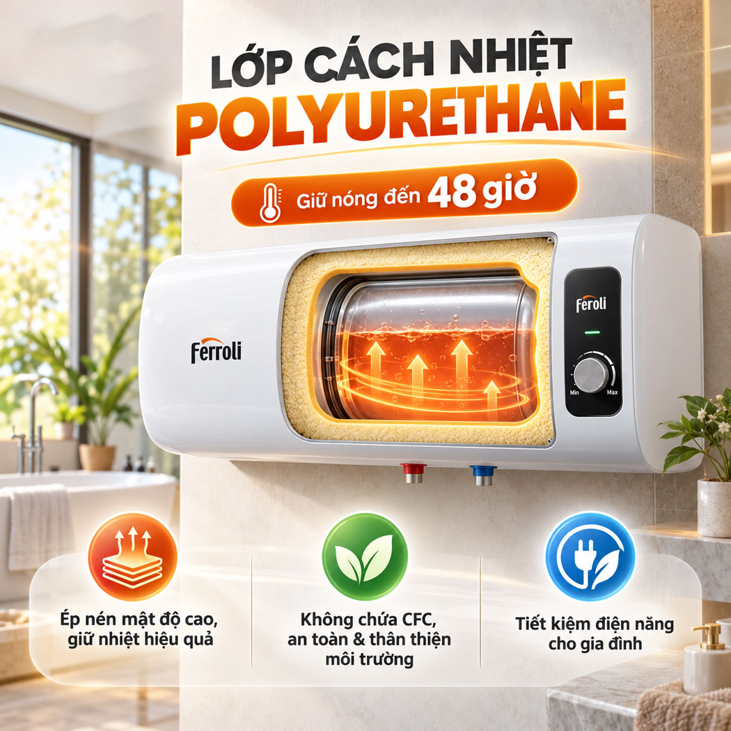 Lớp cách nhiệt Polyurethane máy nóng lạnh Ferroli