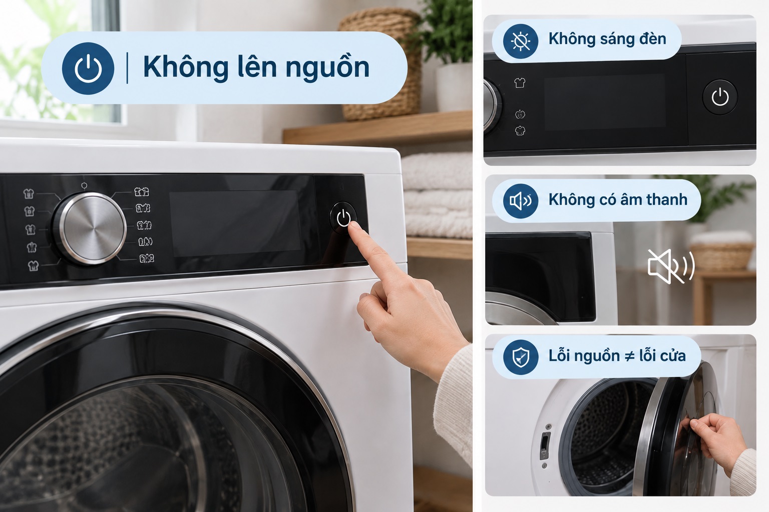 Hiện tượng và dấu hiệu nhận biết máy sấy quần áo không lên nguồn