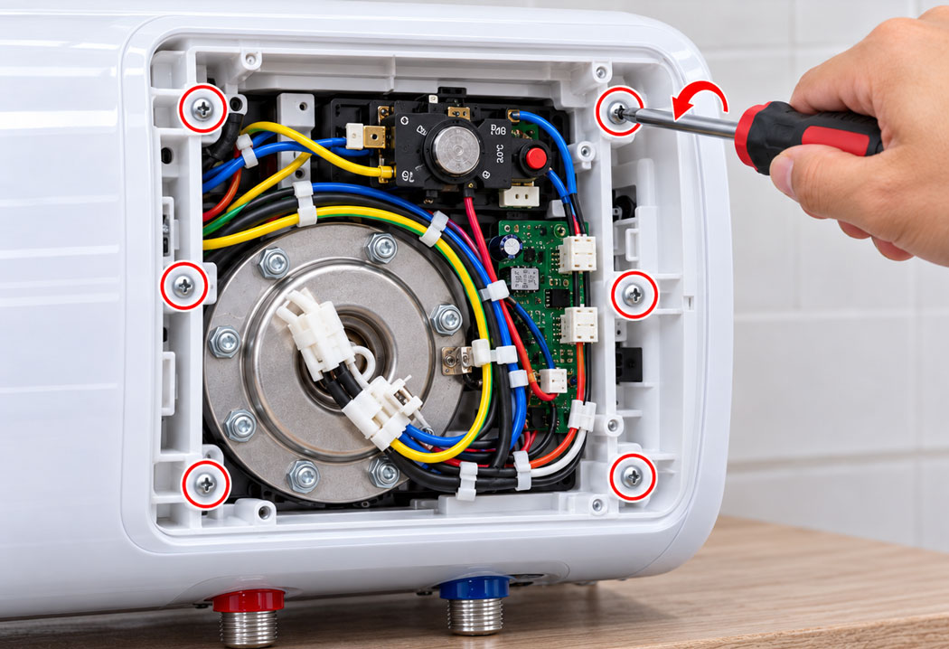 Mở toàn bộ vít liên kết của nắp hông / nắp đáy kỹ thuật